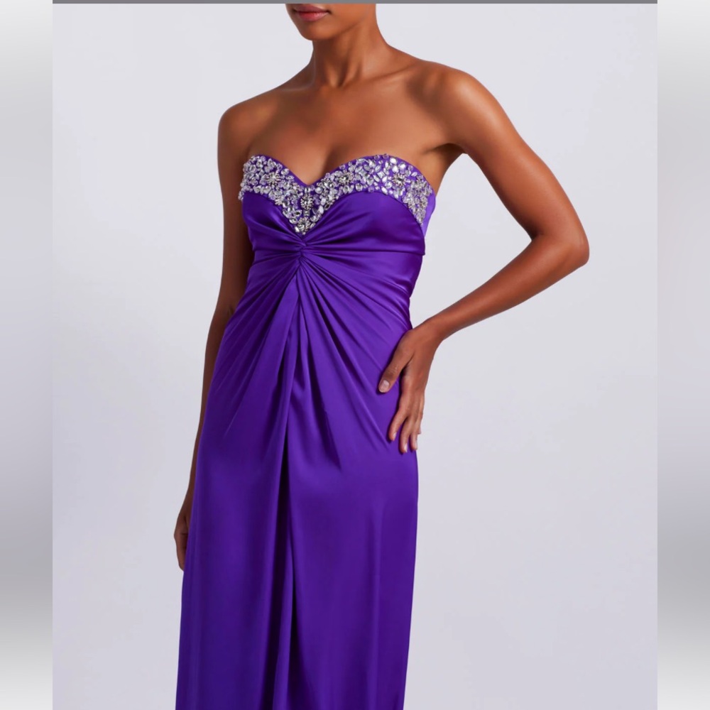 PatBO Strapless Purple Evening Gown with Beaded Sweetheart Neckline - Picture 10 of 13